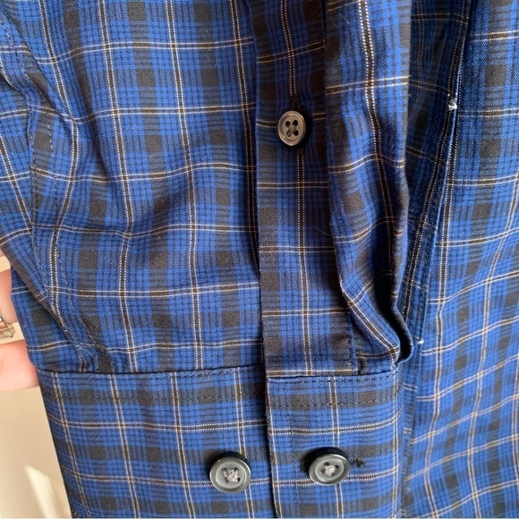 Eddie Bauer Button Shirt Long Sleeve Plaid Blue Wrinkle Free - Picture 6 of 9